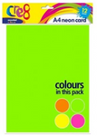 Cre8 A4 Neon Cards/Sheets - Assorted Colours - Pack Of 12