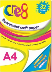 A4 Fluorescent Craft Paper - Assorted Colours