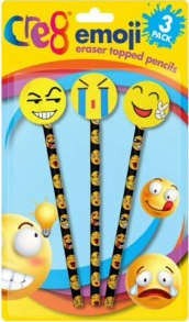 Cre8 Emoji Eraser Topped Pencils Set - Pack Of 3