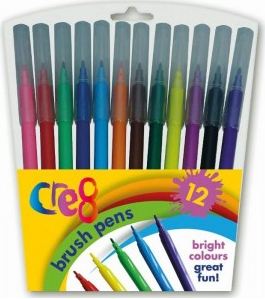 Cre8 Quality Fibre Brush Tipped Colouring Marker Pens