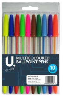 Multicoloured Ballpoint Pens - Pack Of 10
