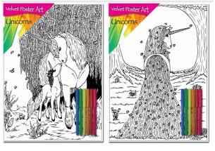 Velvet Poster Art With Assorted Coloured Pens - Unicorns - 38 X 25cm