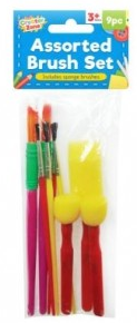 Creator Zone Assorted Paint Brush Set With Sponge Brushes - Pack Of 9