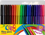 Colouring Fibre Felt Tip Pens - Pack Of 20