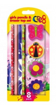 Cre8 Girls Pencils & Eraser Top Set - Pack Of 8